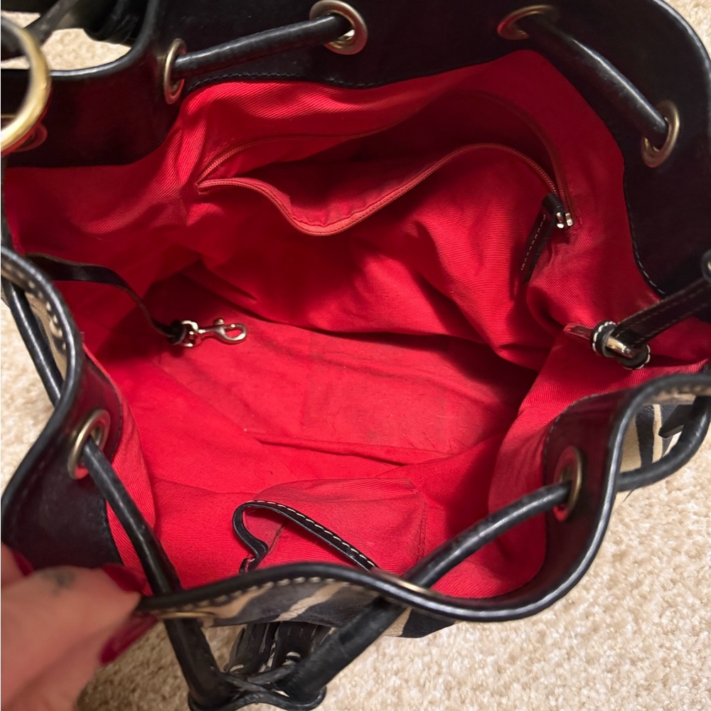 Dooney & Bourke Black Shoulder Bag with Red Interior